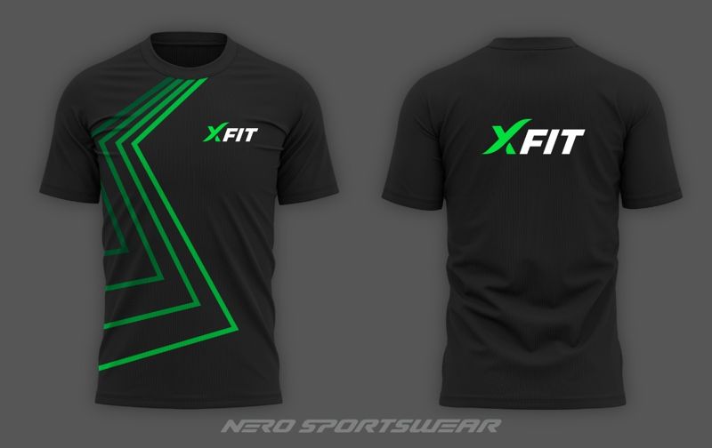 Макет футболки X-Fit с зелёными полосами